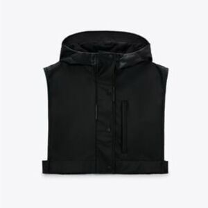 Zara Cropped Rubberized Hooded Vest